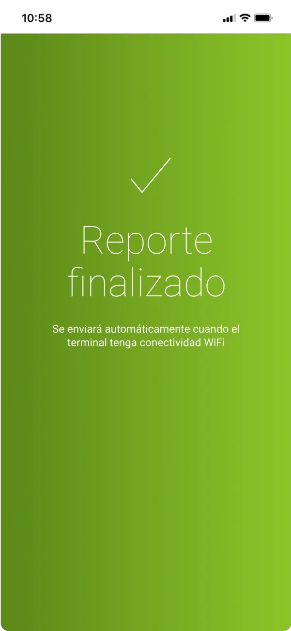Pantalla de feedback de la app